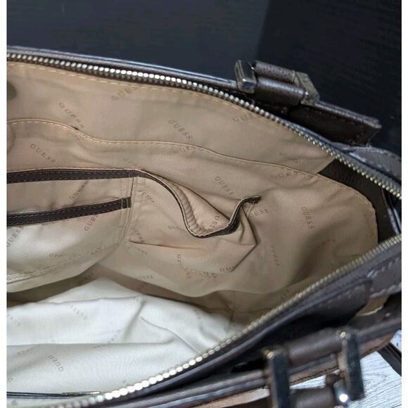 GUESS Nissana Ladies Satchel Tote Brown Handbag Purse Missing Some Packing New - Picture 7 of 12
